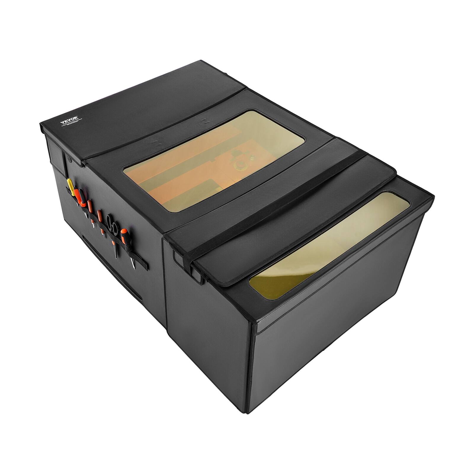 Alt View 5. VEVOR - Laser Engraver Enclosure, 48 x 31.5 x 19.6", Dual-Direction Viewing, Flame Retardant and Fireproof Protective Cover - Black.