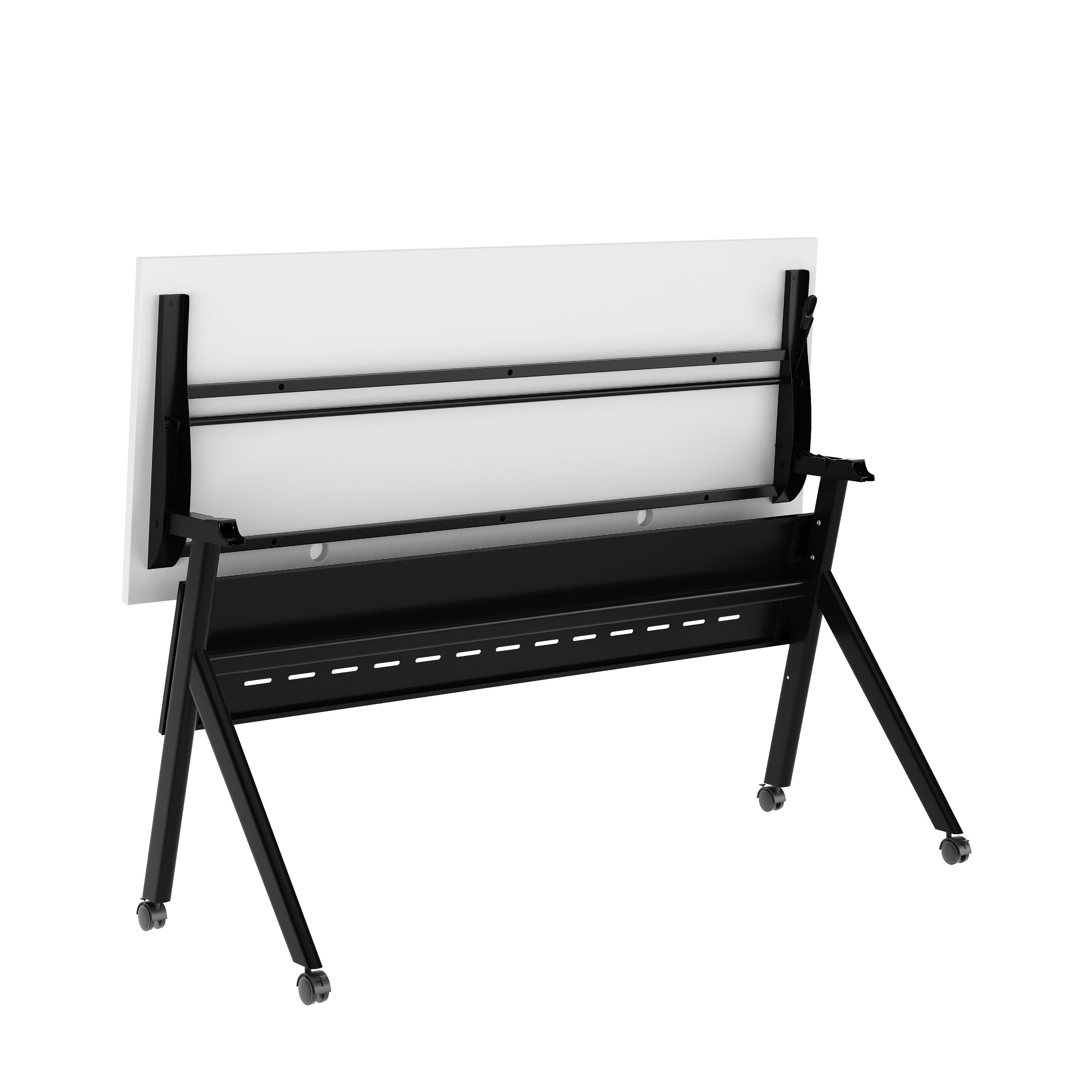 Alt View 10. Emma + Oliver - Griffin Heavy-Duty Flip Top Training Table with Nesting Design, Privacy Panel, Y-Legs, Tabletop, Metal Frame - White Top/Black Frame.