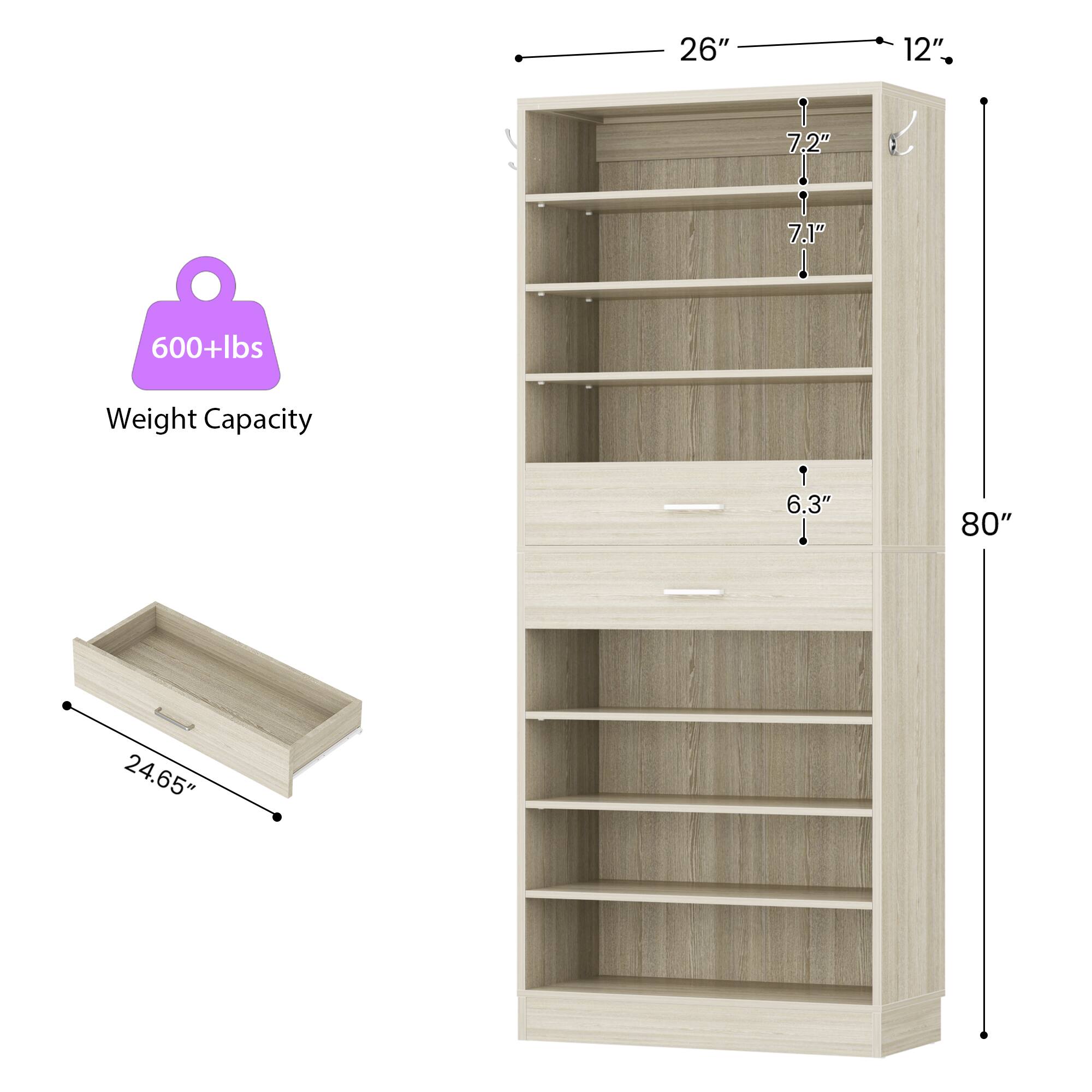 26" x 12" x 80"  
1 7.2"  
1 7.1"  
600+lbs Weight Capacity  
1 6.3"  
24.65"
