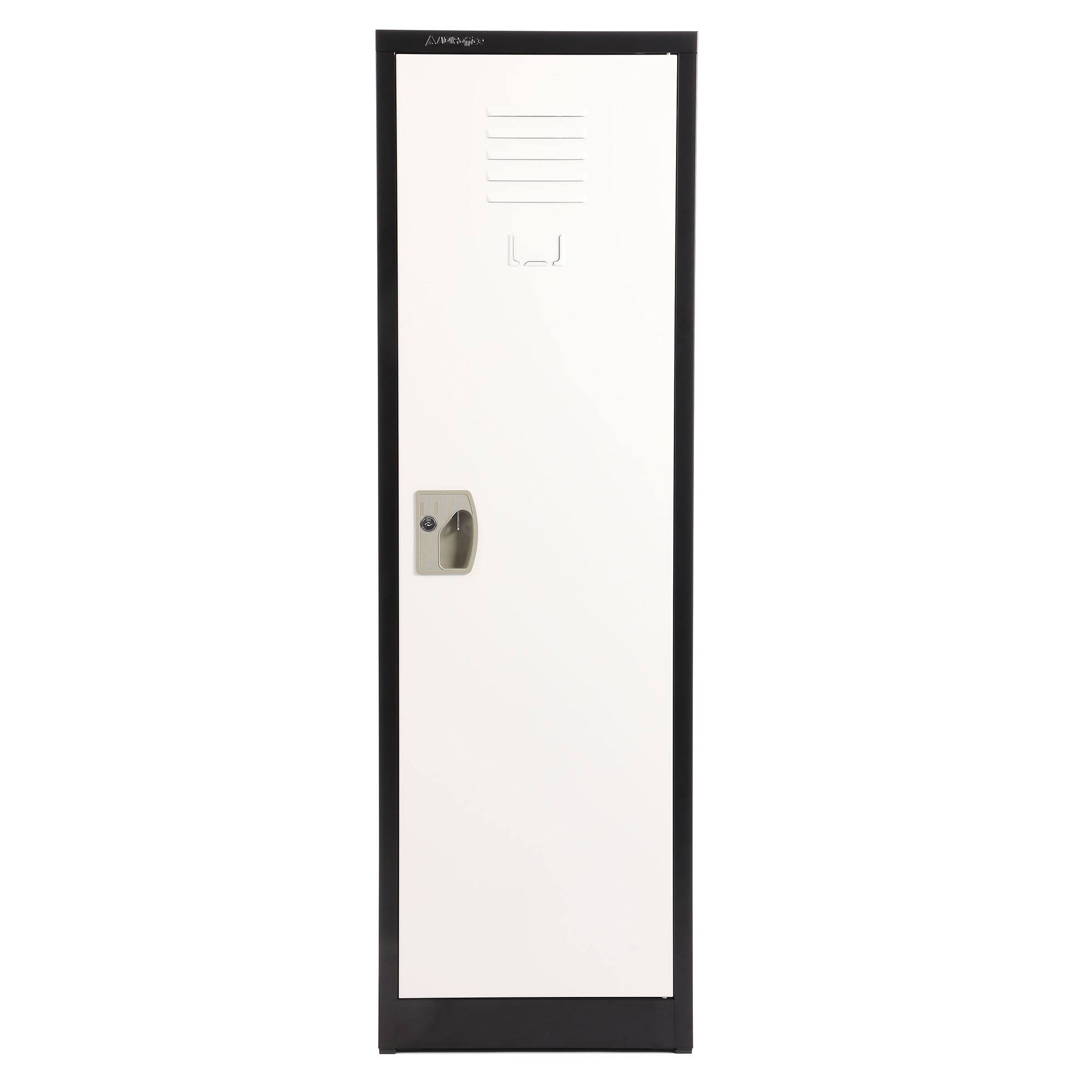 Angle. AdirOffice - Storage Locker 629-Series 48" H 1-Tier Steel Locker with Key Lock - Black Bidy/White Doors.