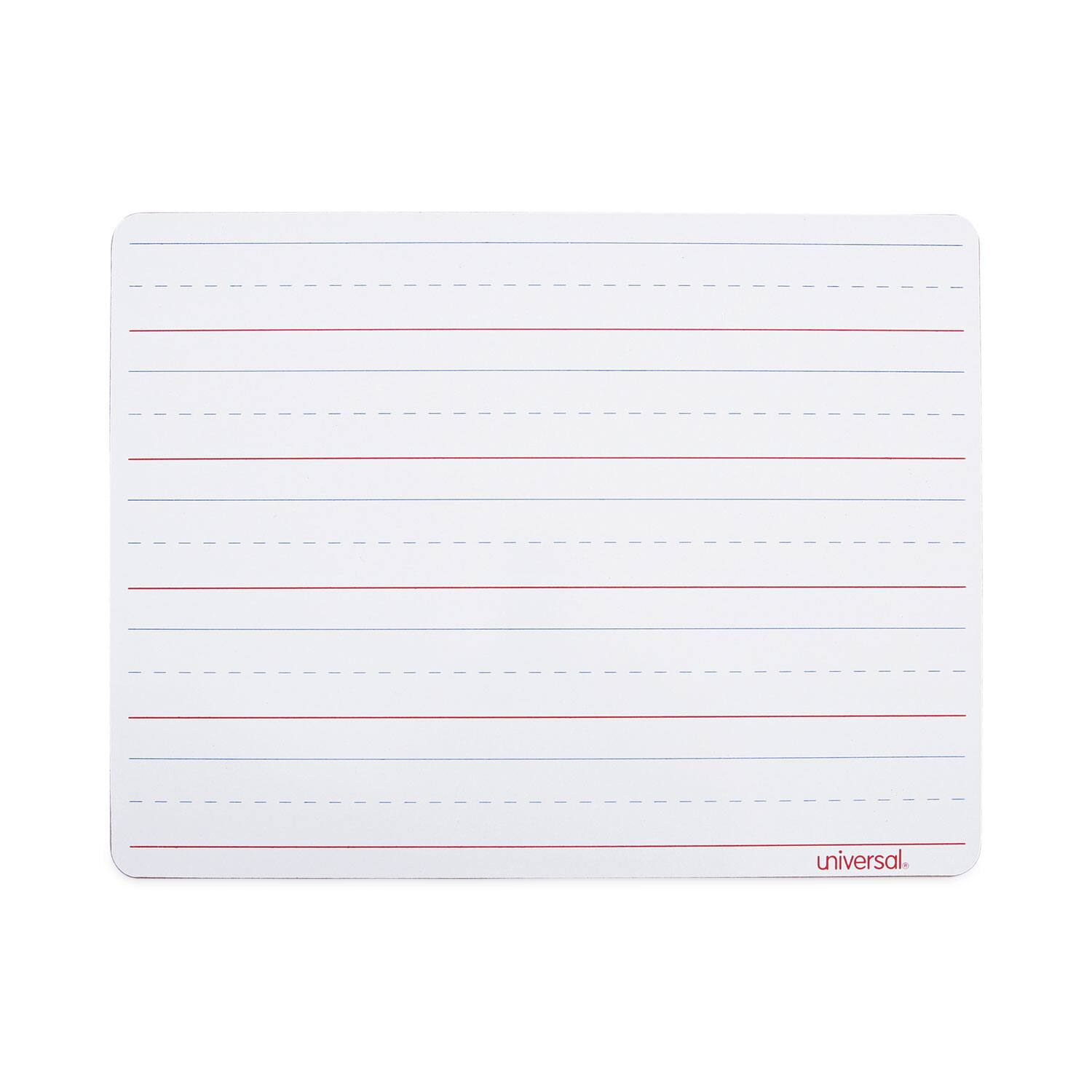 Front. Universal - Lap/Learning Dry-Erase Board, Manuscript Penmanship Ruled, 11.75" x 8.75", White Surface, 6/Pack.