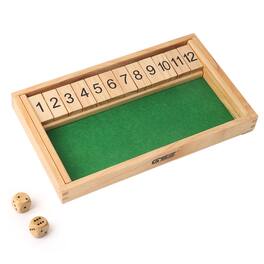 GSE Games & Sports Expert - Wooden Shut The Box 12 Numbers Dice Game Board with 2 Wooden Dices, Classic Popular English Pub Game