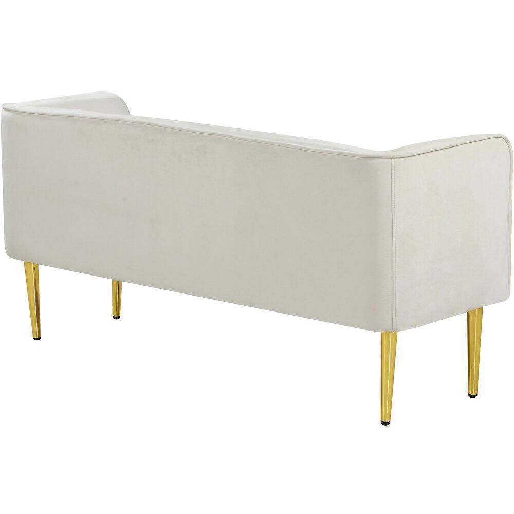 Alt View 3. Meridian Furniture - Audrey Cream Velvet Bench - Beige.
