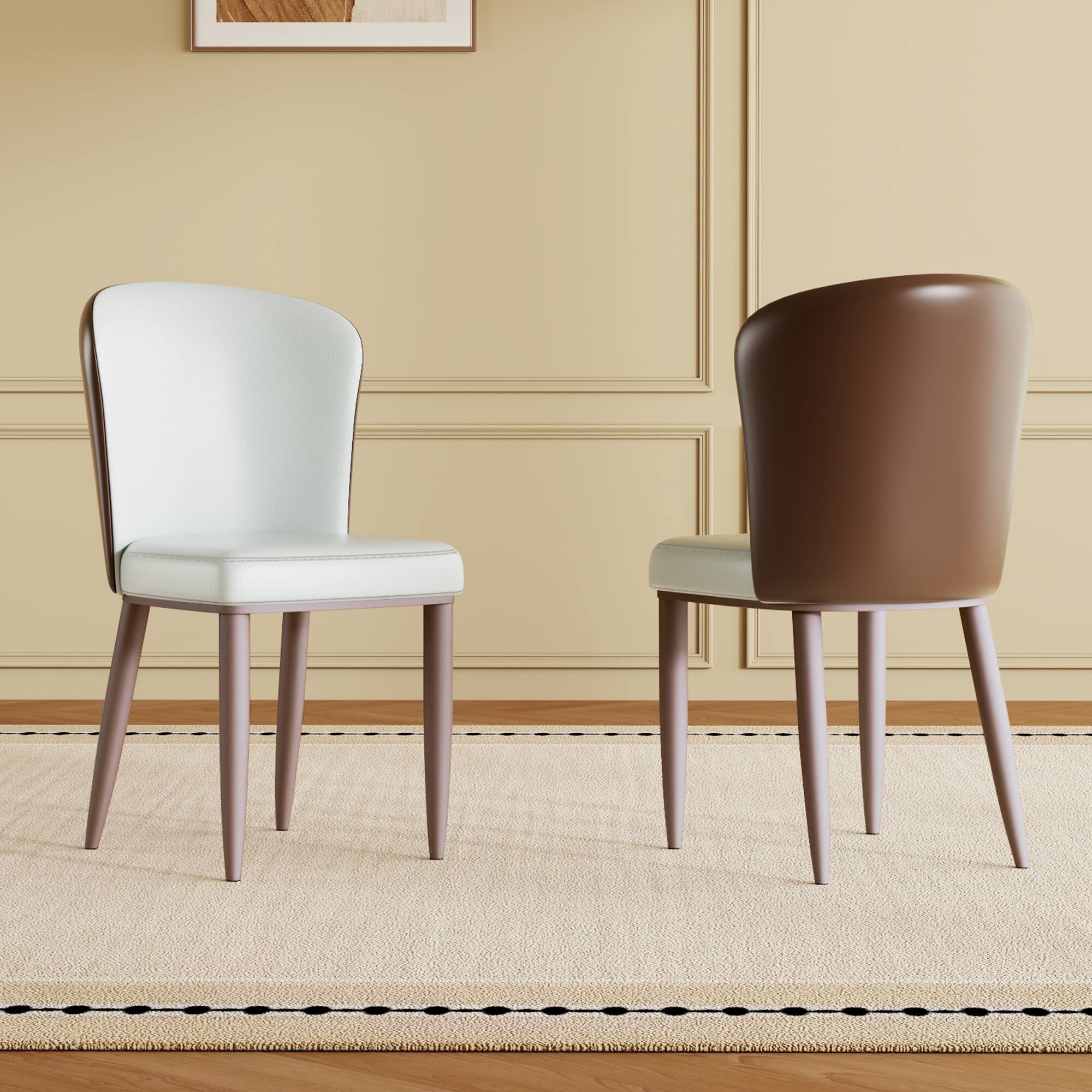 Alt View 1. Ecooso - Modern Dining Chair with Carbon Steel Legs – Comfortable Seating for Home & Office (Set of 2) - White.