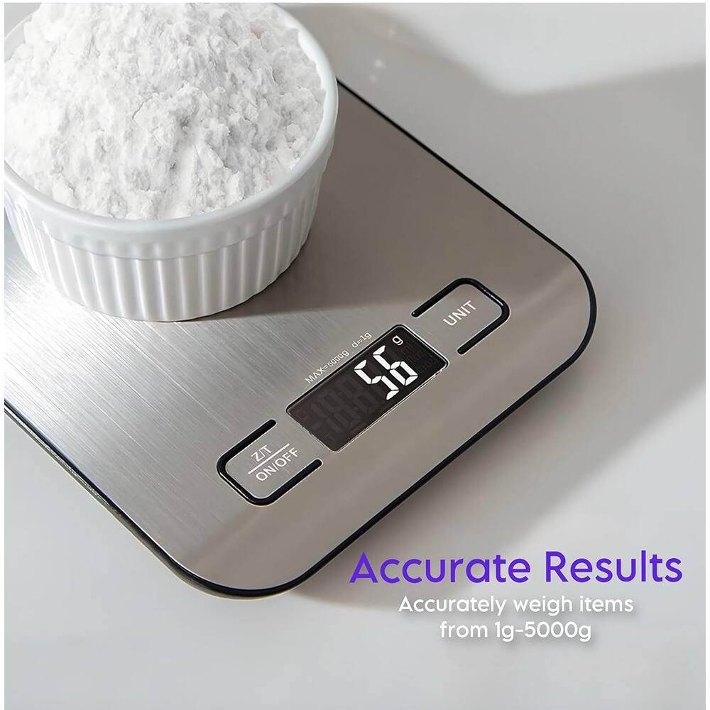 UNIT  
MAX=6000g  
ZIT ON/OFF  

Accurate Results  
Accurately weigh items from 1g-5000g