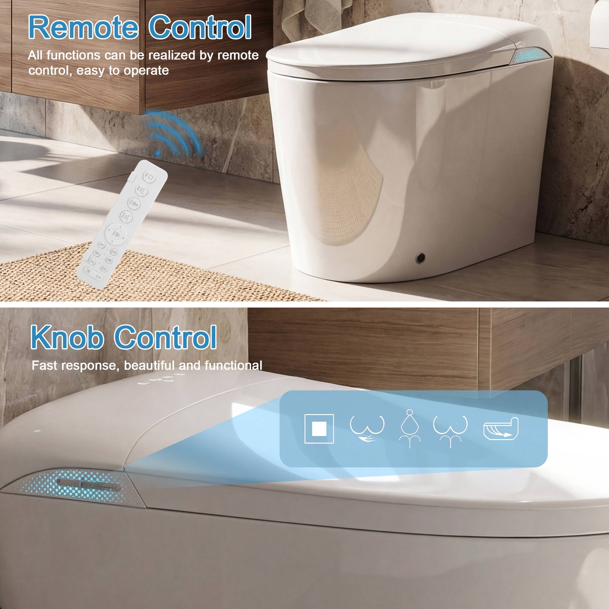 Remote Control  
All functions can be realized by remote control, easy to operate  

Knob Control  
Fast response, beautiful and functional