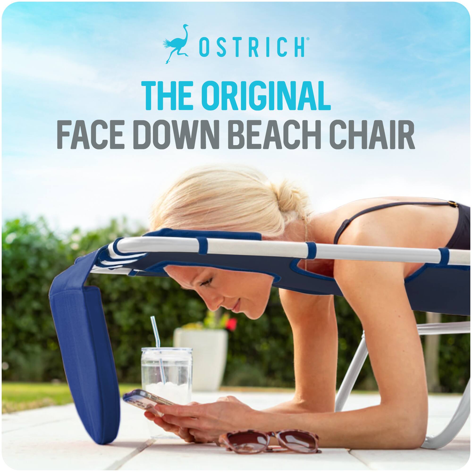 OSTRICH  
THE ORIGINAL  
FACE DOWN BEACH CHAIR