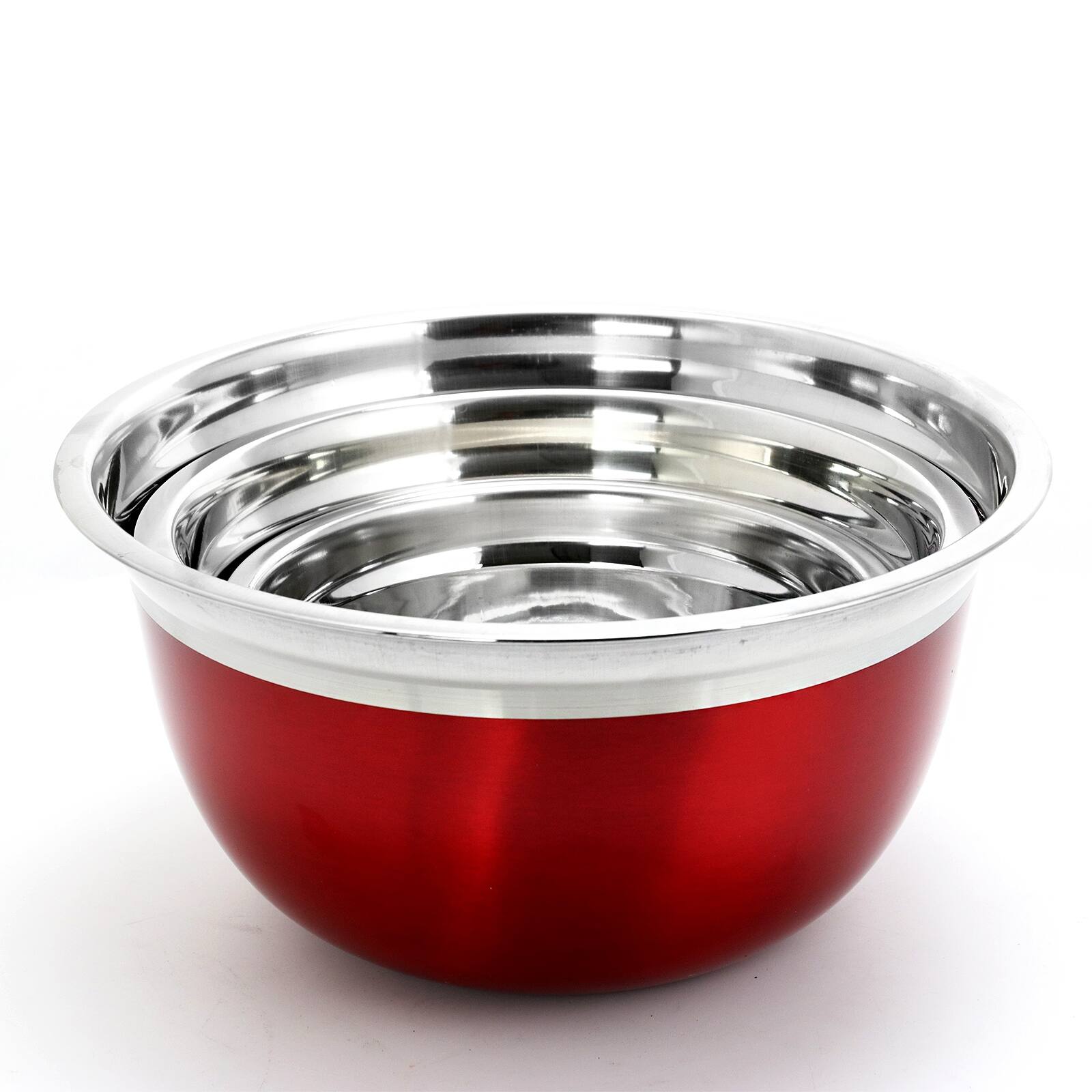 Alt View 7. Oster - Oster Rosamond 3 Piece Stainless Steel Round Mixing Bowls in Red - Red.