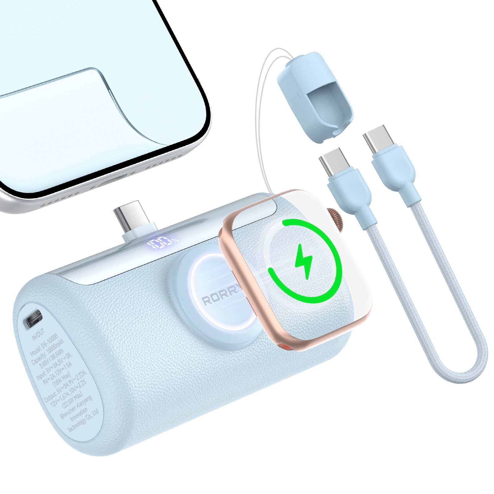 IN/OUT D5-10000  
Model 10000mAh  
38.5Wh  
22 Capacity  
3.85V  
V=3A,5V 1.5A  
Input 9V=2A, (18W Max)  
9V-2,22A, 5V=3A,9V 10V= 2.25 Output  
12V 1.67A. Max)  
Xianyang (22.5W PM Shenthen vonsions Co. Technology  
100% RORR