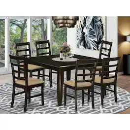 East West Furniture - PARF7-CAP-C 7 Pc Formal Dining rooom set-Table and 6 Dinette Chairs - Cappuccino