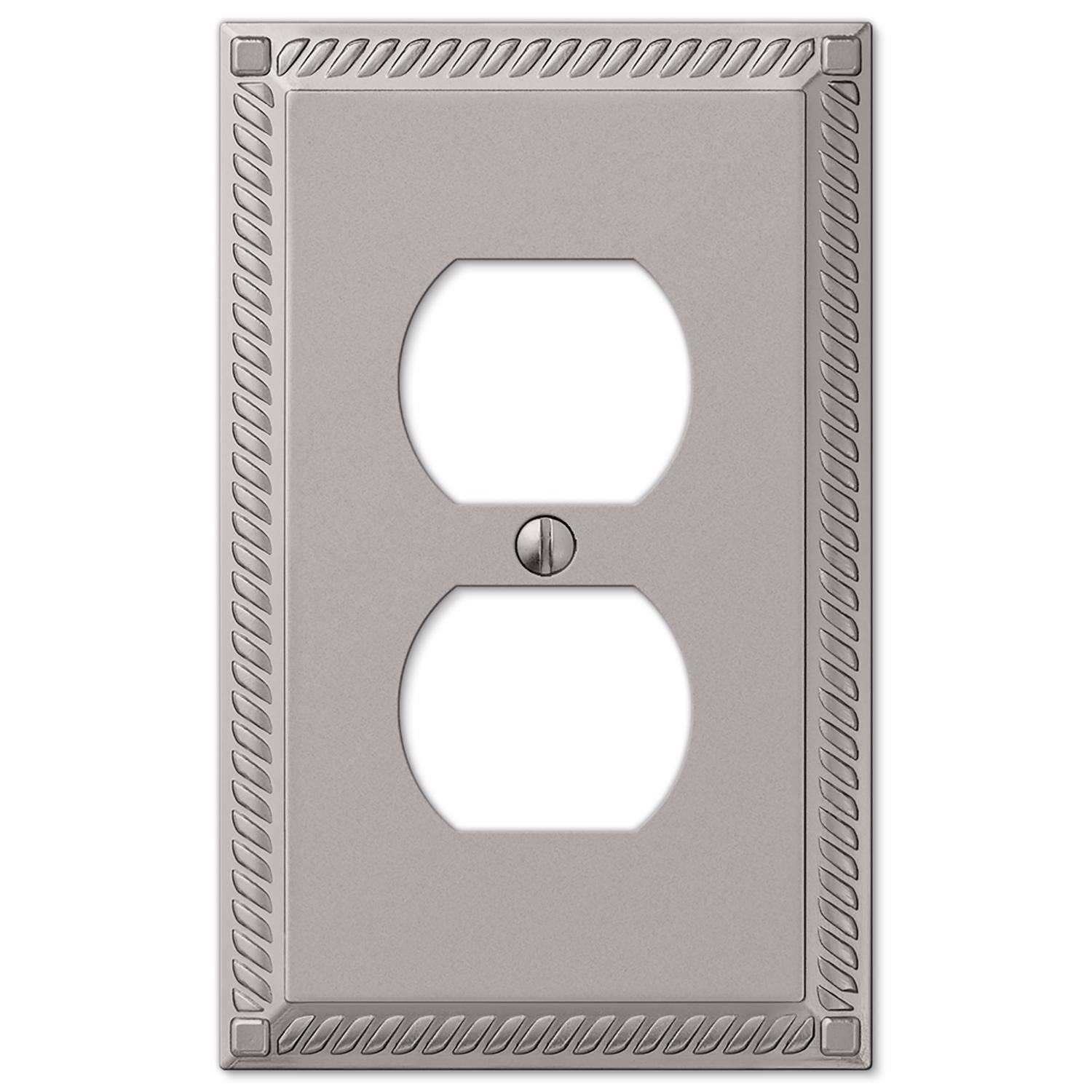 Angle. AMERELLE - Amerelle Georgian Satin Nickel 1 gang Die-Cast Metal Duplex Wall Plate 1 pk - Nickel.