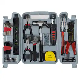 Stalwart - 130PC Tool Set Tool Kit with Hammer, Wrenches, Screwdriver, Pliers, and More - Hand Tools for Home Improvement Projects - Gray
