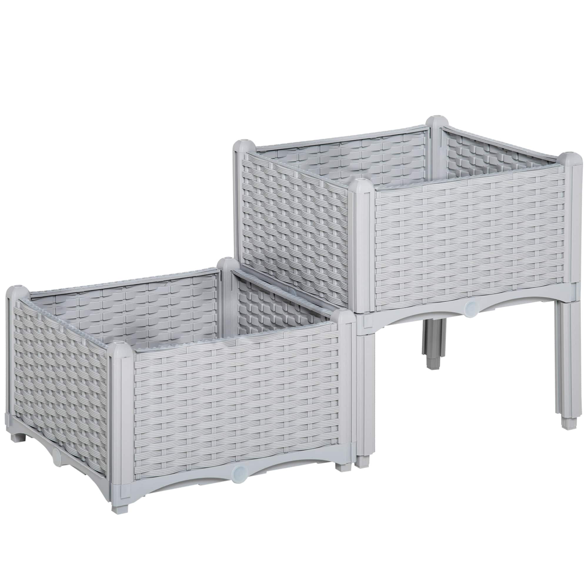 Outsunny - 2 Piece Raised Garden Bed with Legs, Self-Watering Planter Box Raised Bed to Grow Flowers, Herbs & Vegetables - Gray price history on PriceWatchPro