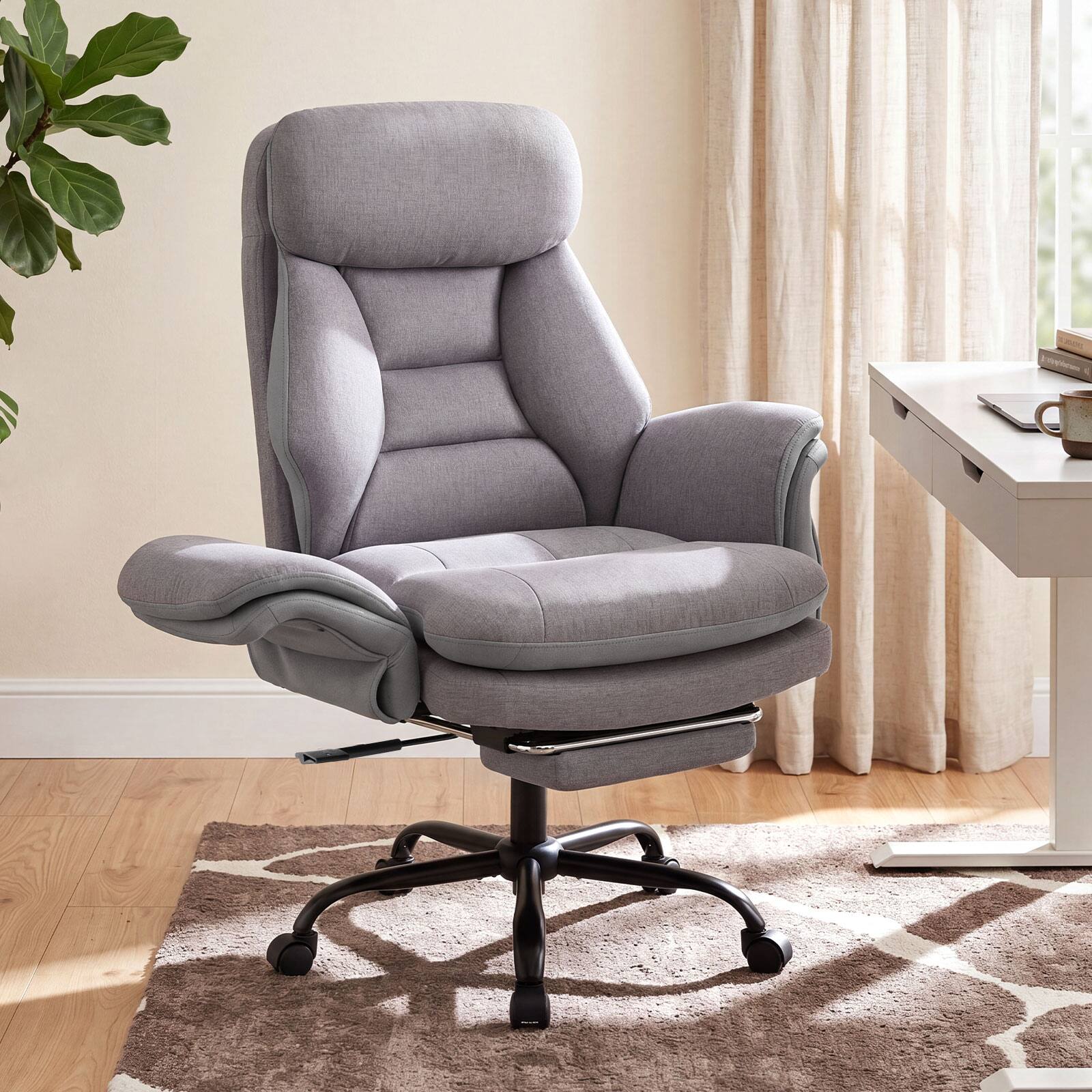 Alt View 1. Gymax - Gymax Big & Tall Office Chair w/Adjustable Backrest Armrests Footrest Storage Pockets Grey - Gray.