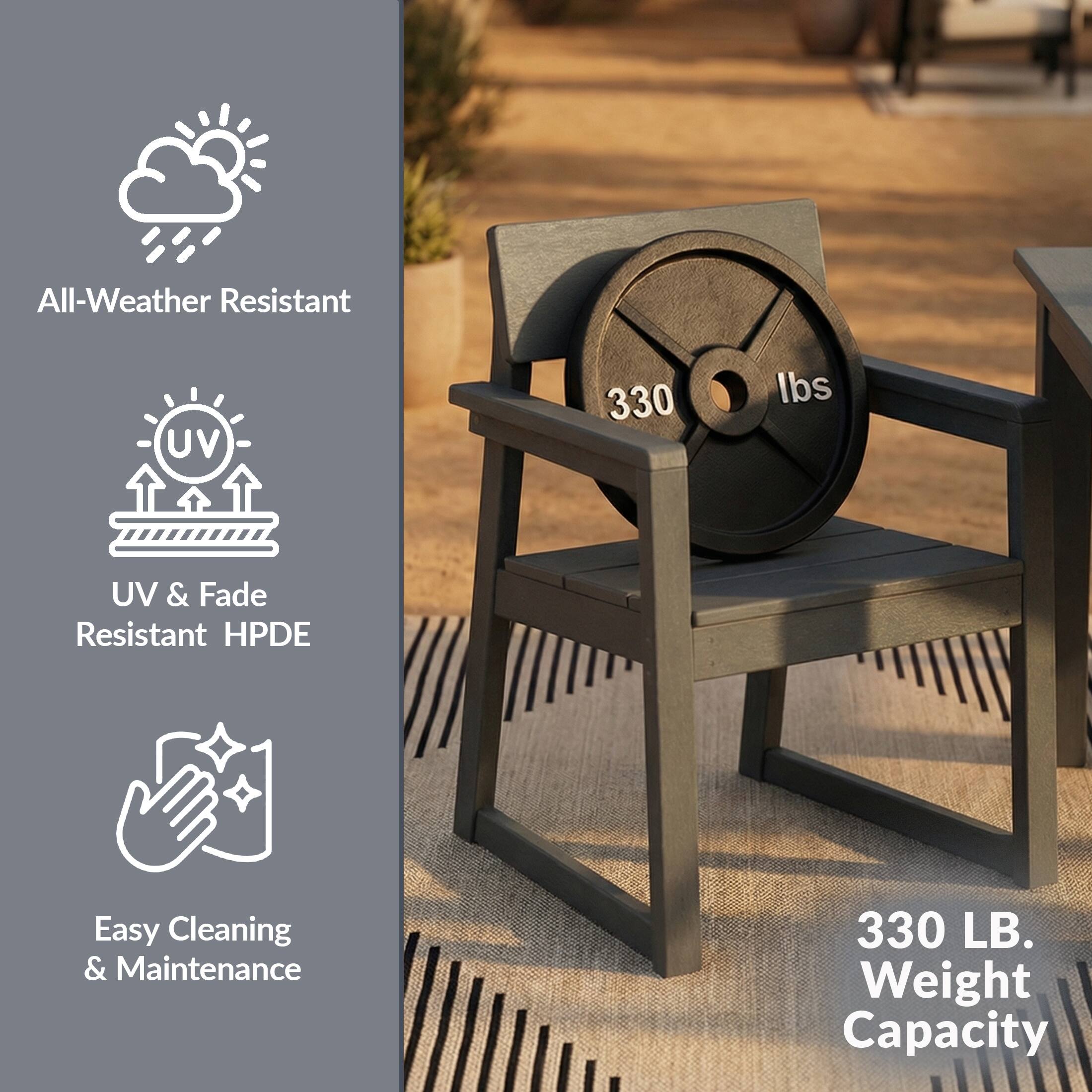 All-Weather Resistant  
UV & Fade Resistant HPDE  
Easy Cleaning & Maintenance  
330 LB. Weight Capacity