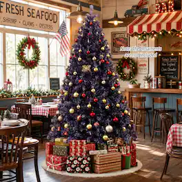 WELLFOR - 7.5ft Pre‑lit Artificial Christmas Tree with 1300 Branch Tips &550 LED Lights,Xmas Trees for Christmas Decorations - Deep Purple