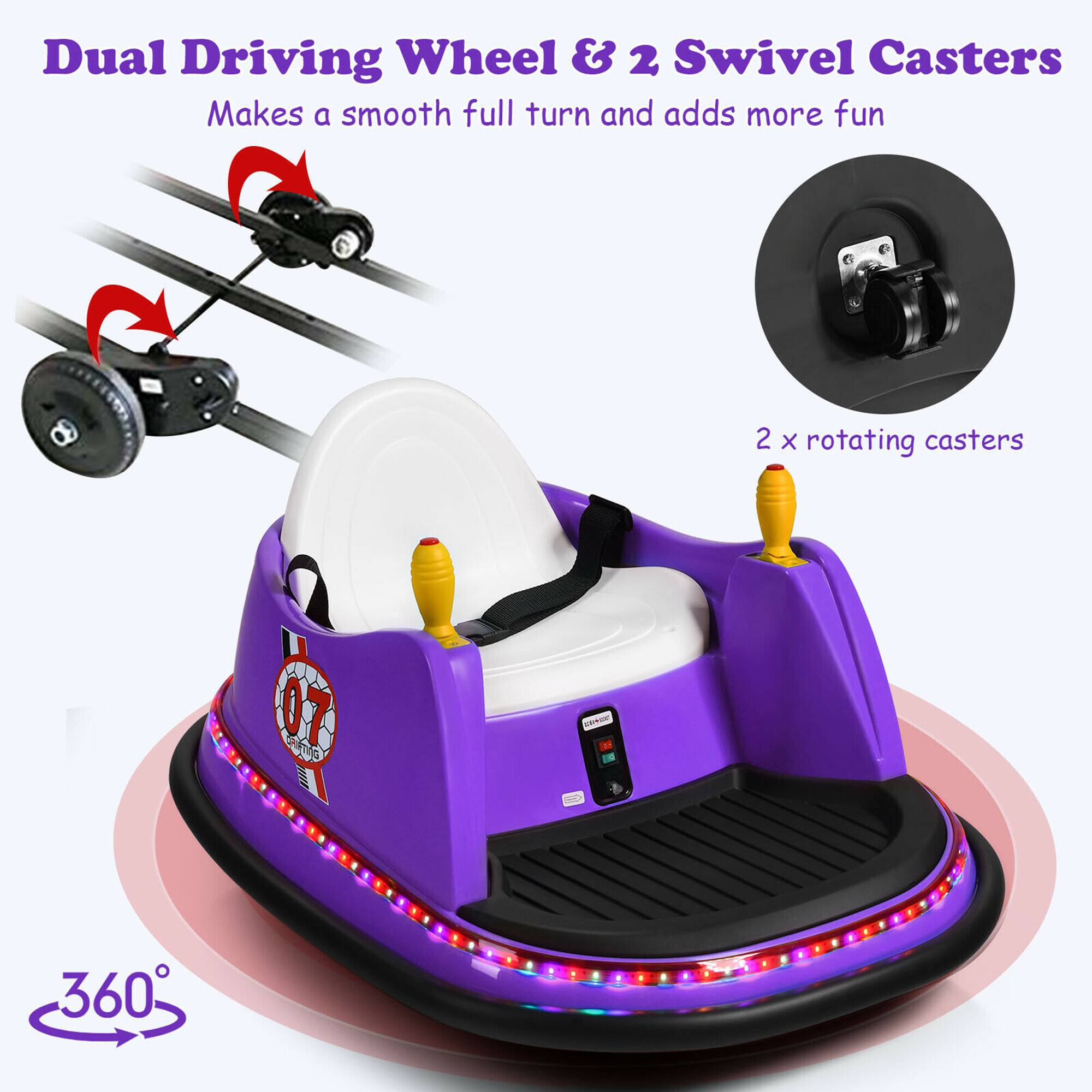 Dual Driving Wheel & 2 Swivel Casters  
Makes a smooth full turn and adds more fun  

2 x rotating casters  

360°