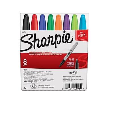 Sharpie - Permanent Marker, Fine Tip, Assorted, 8/Pack (30078)