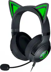 Razer - Kraken Kitty V2 Wired Over-the-Ear Gaming Headset for PC, Mac, Nintendo Switch, Steam Deck, Mobile, and Tablet - Black - Front_Zoom