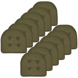 Sweet Home Collection - Solid Color U Shaped Memory Foam 17" x 16" Chair Cushions, 12-Pack - Army Green