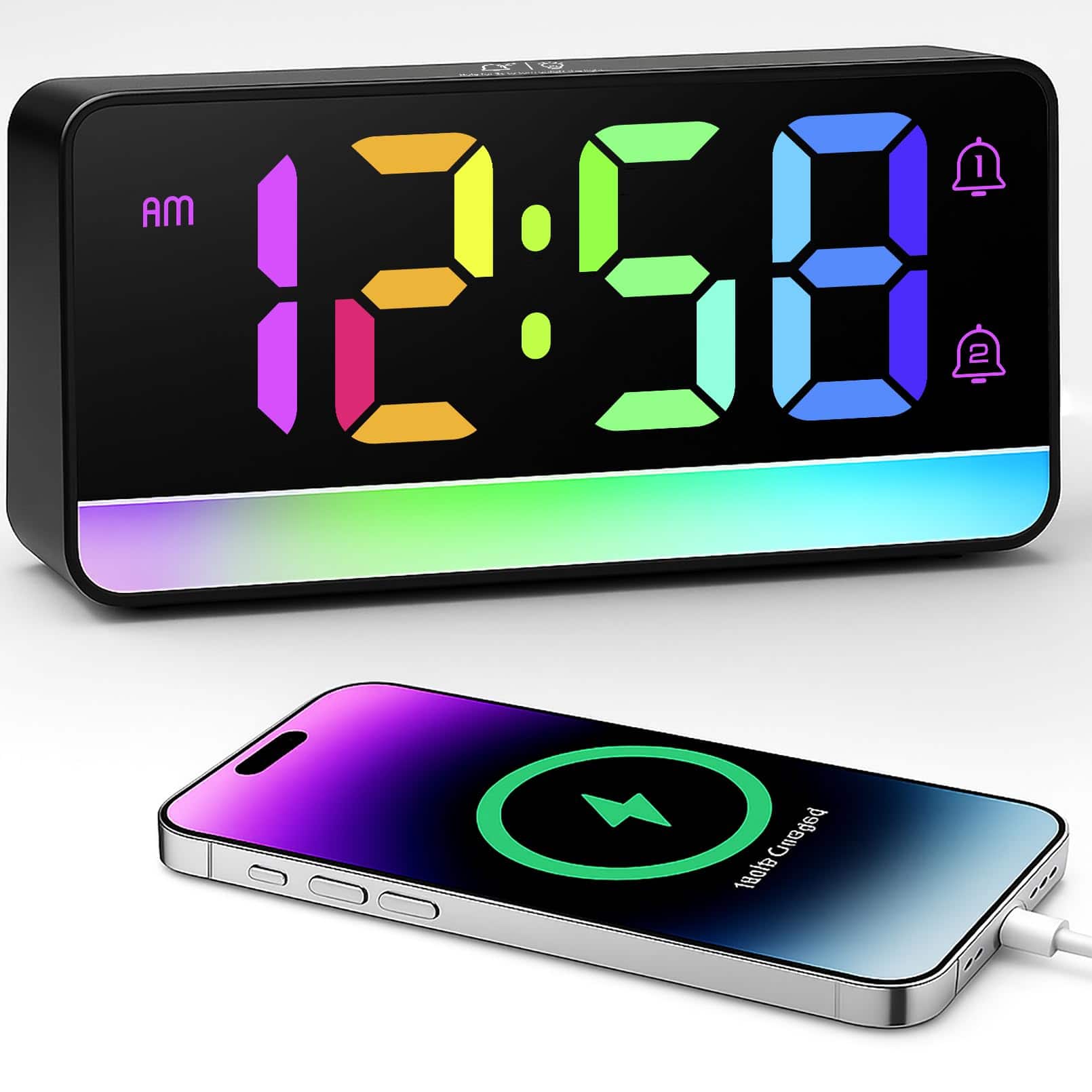 Dazzed Corner - Digital Clock,Alarm Clock for Heavy Sleepers - Black