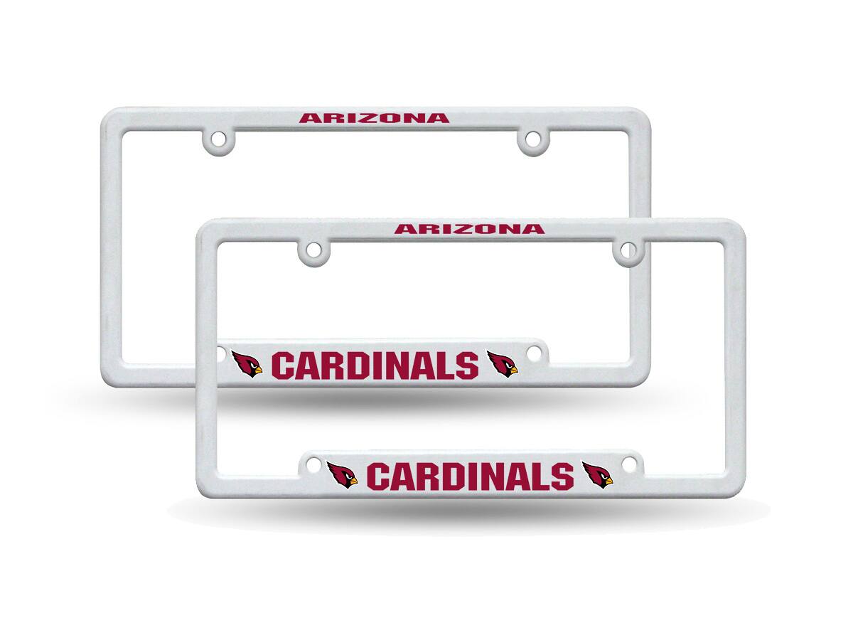 Arizona Cardinals Raised Letter White Plastic (Set of 2) License Plate Frames