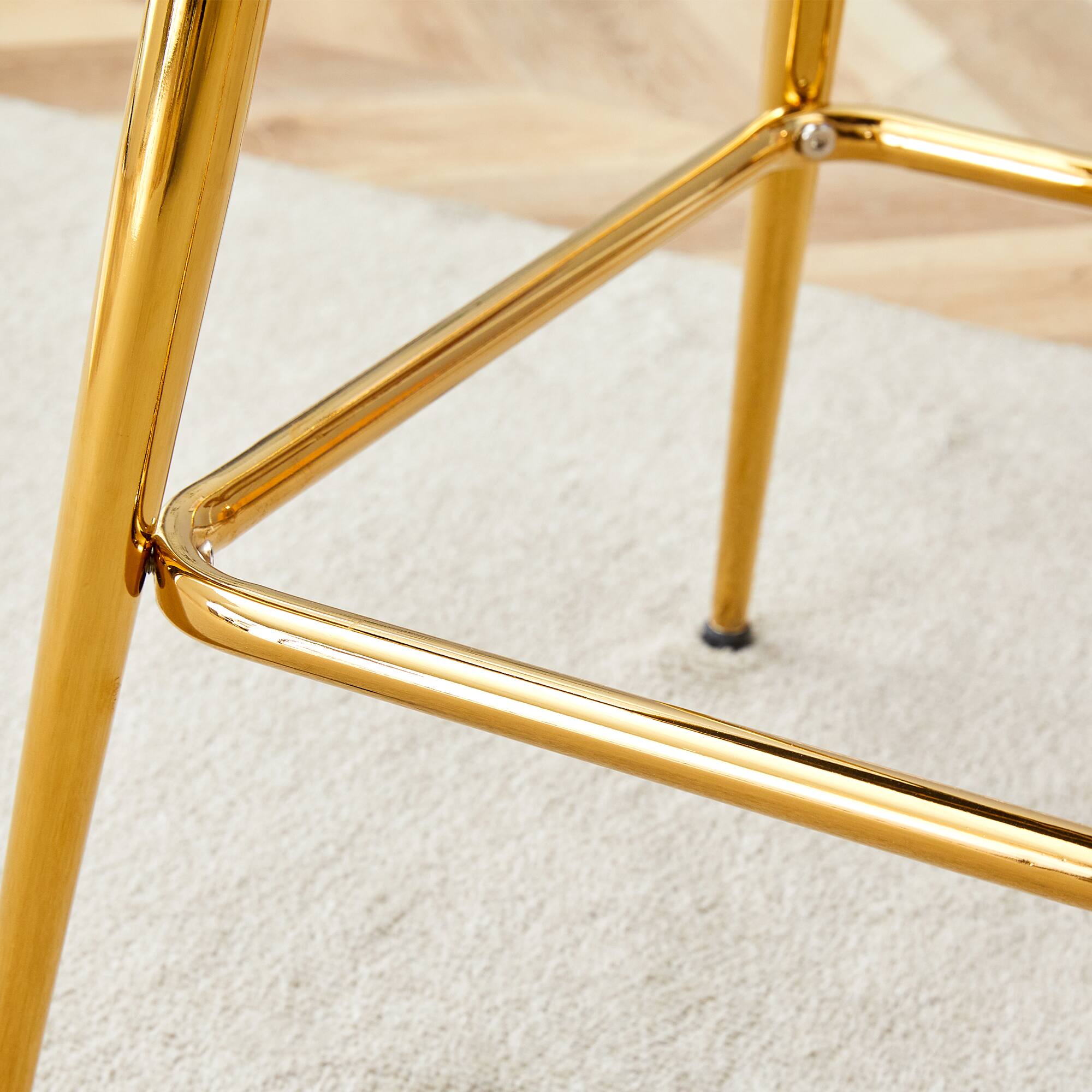 Alt View 1. APRILSOUL - Two Sets Swivel Bar Stools Cotton Linen Cushions Electroplated Metal Frames Restaurant - White.