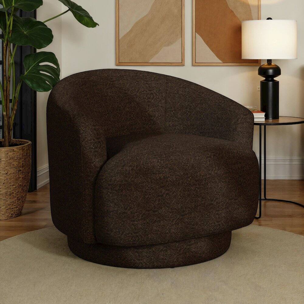 Alt View 3. Picket House Furnishings - Oasis Swivel Chair in JH Chocolate - CHOCOLATE.