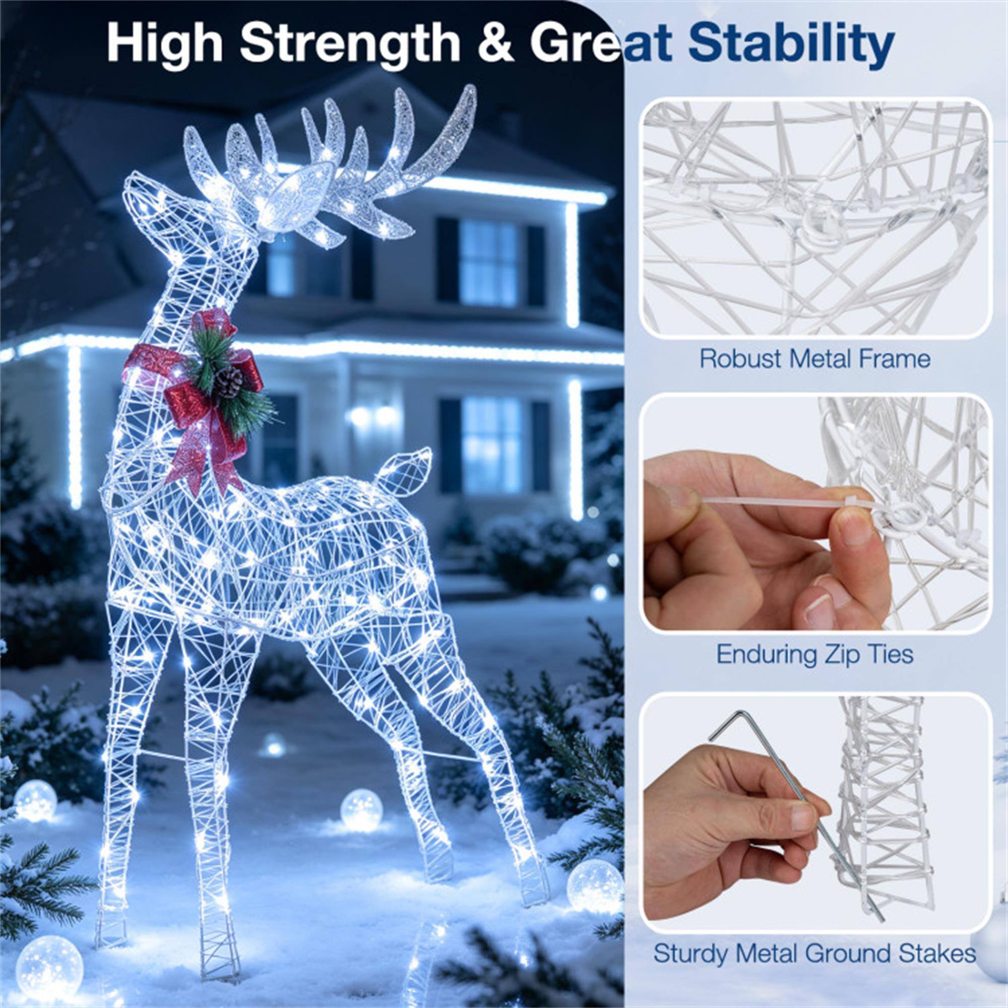 High Strength & Great Stability

- Robust Metal Frame
- Enduring Zip Ties
- Sturdy Metal Ground Stakes