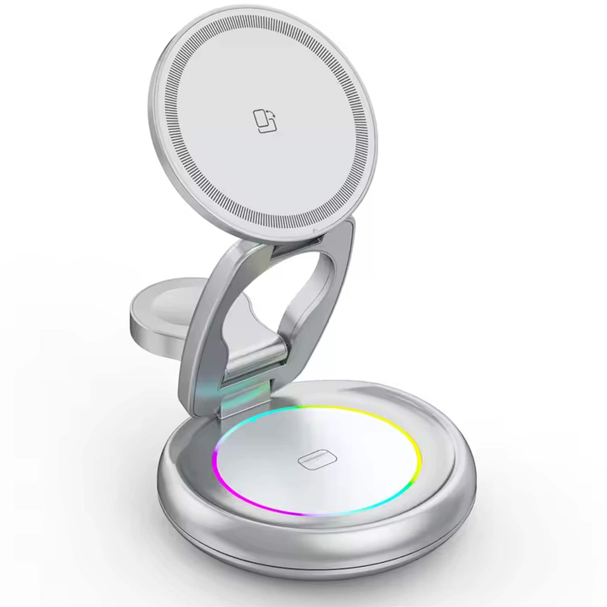 YONWAY - Travel Wireless Charger Station, 3-in-1 Magnetic Foldable Charging Stand for iPhone, Apple Watch, Airpods