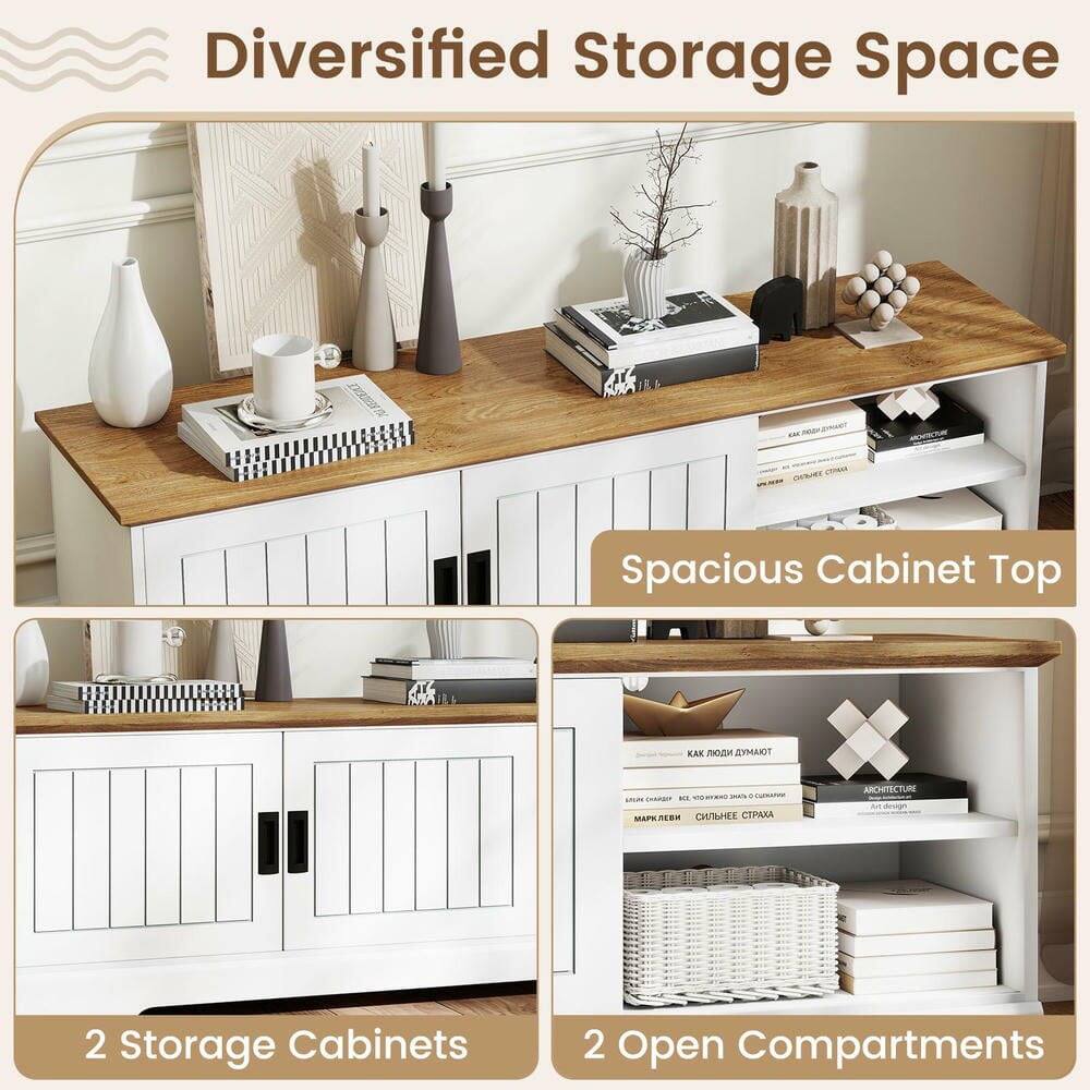 Diversified Storage Space

Spacious Cabinet Top

2 Storage Cabinets

2 Open Compartments