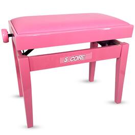 5 CORE - Adjustable Piano Bench Thick 3.25" Solid Wood Keyboard Stool Heavy Duty Musician Chair - Pink