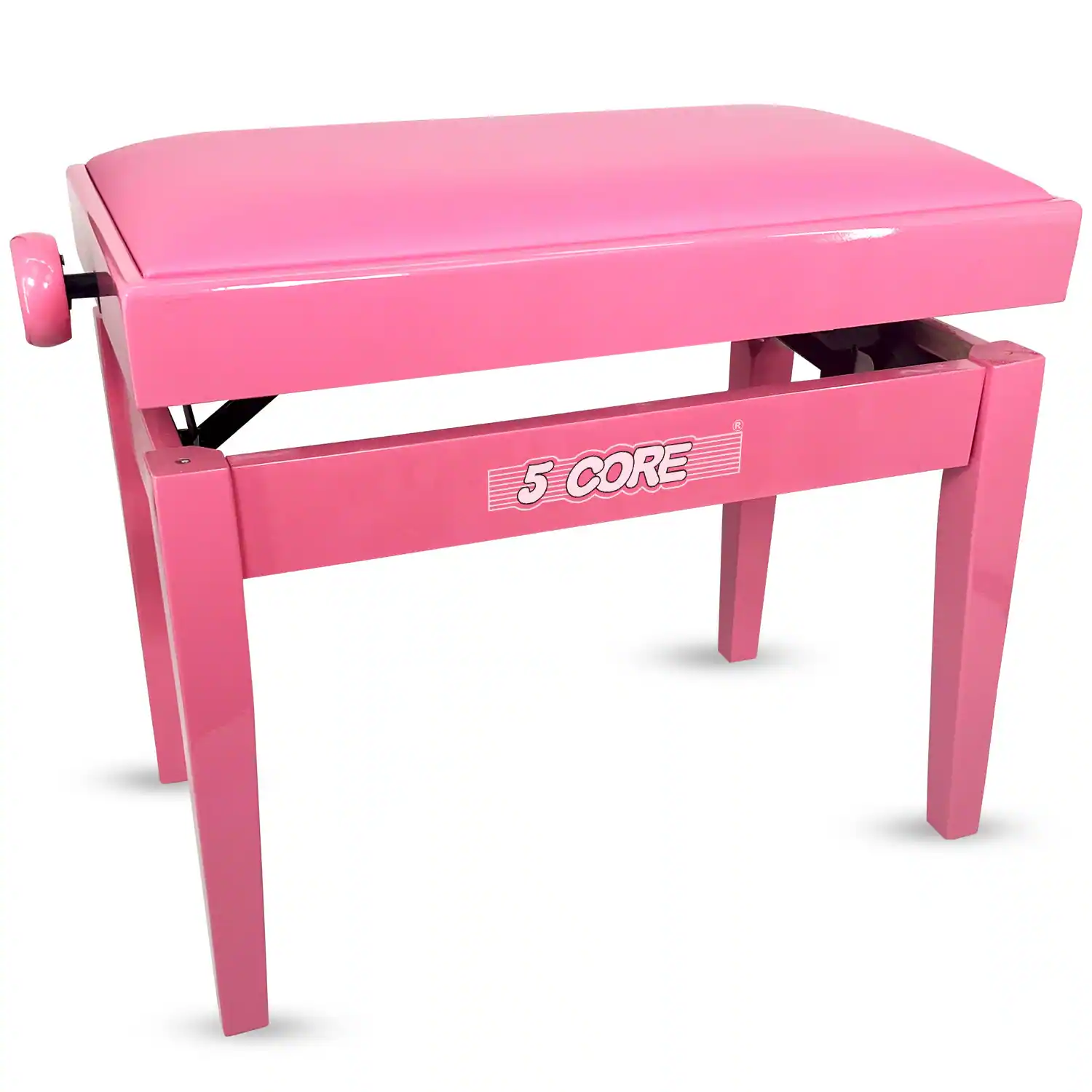 5 CORE - Adjustable Piano Bench Thick 3.25" Solid Wood Keyboard Stool Heavy Duty Musician Chair - Pink