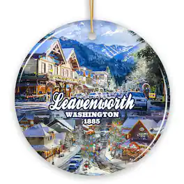 OrnamentallyYou - Picturesque Leavenworth Town in the Cascade Mountains Ornament Washington State Souvenir Version 1 - Multi-colored