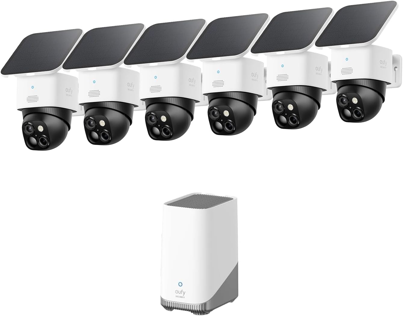 eufy - SoloCam S340 Solar Security Cameras Wireless Outdoor 6-cam kit 360° Pan & Tilt Surveillance 2.4 GHz Wi-Fi No Monthly Fee
