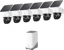 eufy - SoloCam S340 Solar Security Cameras Wireless Outdoor 6-cam kit 360° Pan & Tilt Surveillance 2.4 GHz Wi-Fi No Monthly Fee
