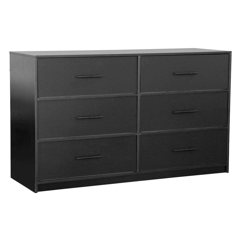 Front. Techni Home - 6-Drawer Dresser with Large Fabric Drawers, Black - Black.