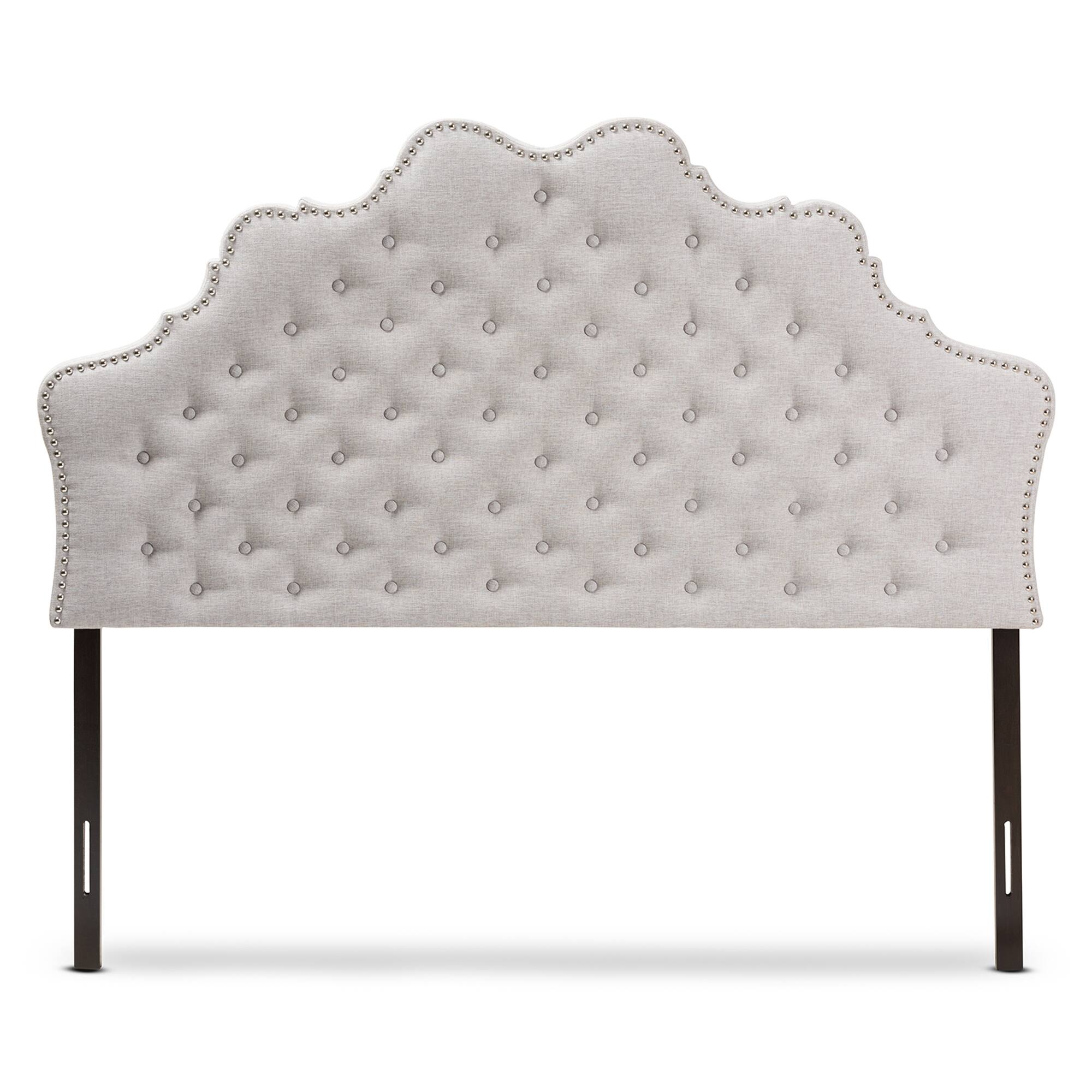 Angle. Baxton Studio - Hilda Modern and Contemporary Fabric Queen Size Headboard - Greyish Beige.