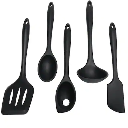 Front. Chef Craft - 5 Piece Premium Silicone Kitchen Tool and Utensil Set - Black - Black.
