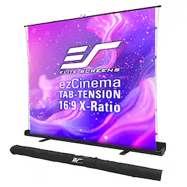 Elite Screens - ezCinema Tab-Tension 16:9 X-Ratio,Portable Floor Pull-Up Throw Projector Screen, Carry Bag FT104XWH2-114V107X - Black