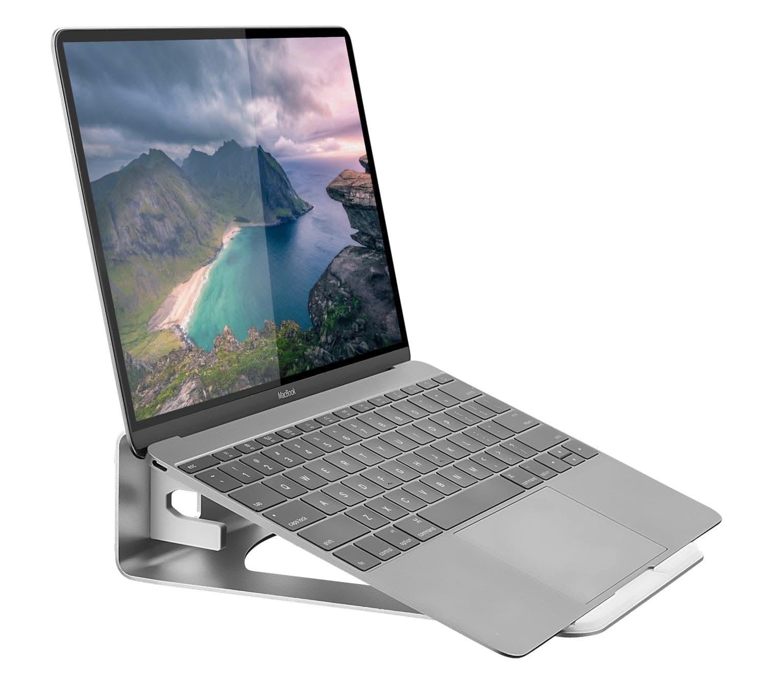 Alt View 4. Mount-It! - Vertical Laptop Stand & Holder for Laptops with Open Cooling Design & Ergonomic Screen Elevation, Silver - Silver.