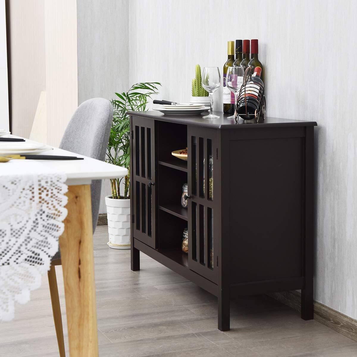 Alt View 8. Ecooso - TV Stand Console Cabinet for 50 Inch TV with Storage Space - Brown.