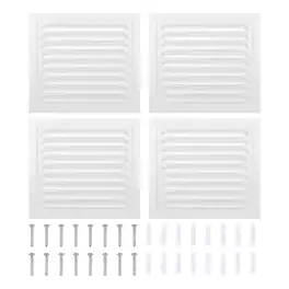 Unique Bargains - 8"x8" Attic Soffit Vent, 4pcs Aluminum Alloy HVAC Air Vent Cover with Screen Mesh and Screw for Wall Ceiling Attic - White