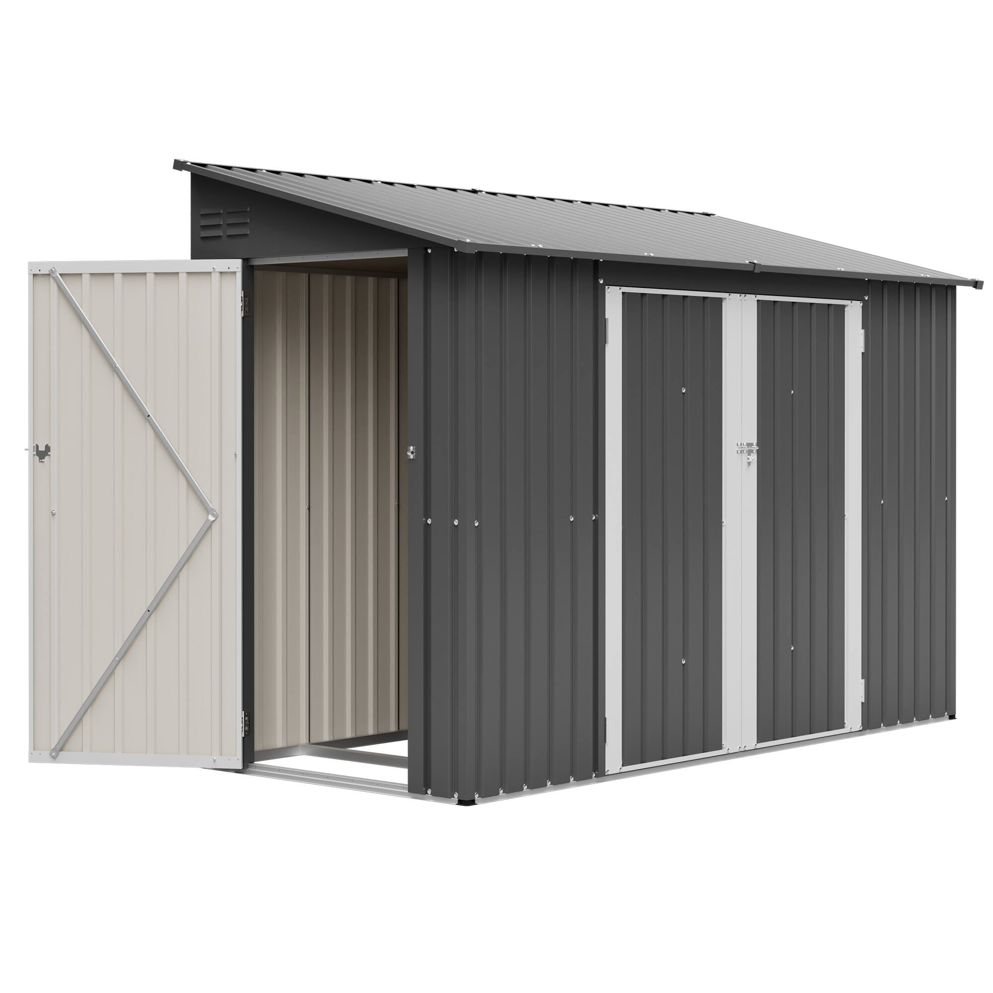 Alt View 7. Mondawe - 9x4 FT Outdoor Storage Shed with Lockable Door - Grey.