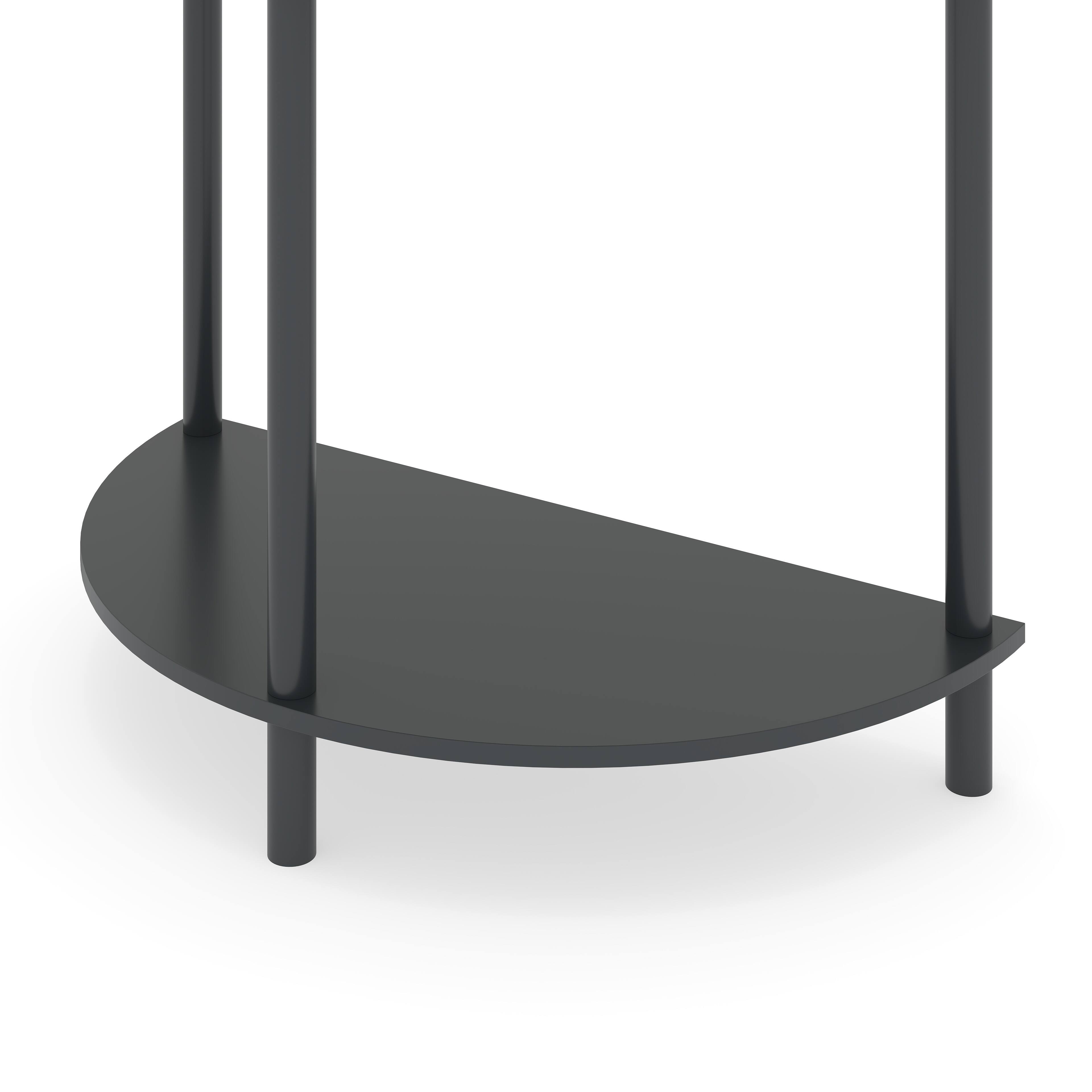 Alt View 10. Tiramisubest - Artisan-Crafted Demi-Lune Console Table with Dark Gray Finish,Unique Half Moon Design End Table with 2 Drawers and Shelf - Dark Gray.