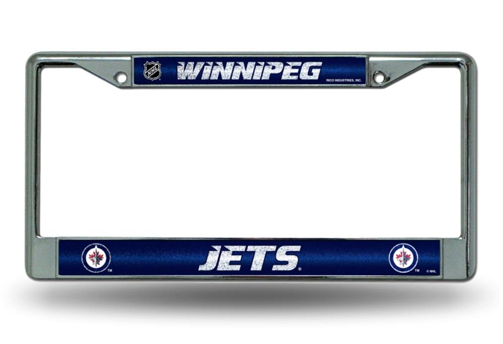 Winnipeg Jets NHL Sparkly Glitter Bling Look Chrome License Plate Frame