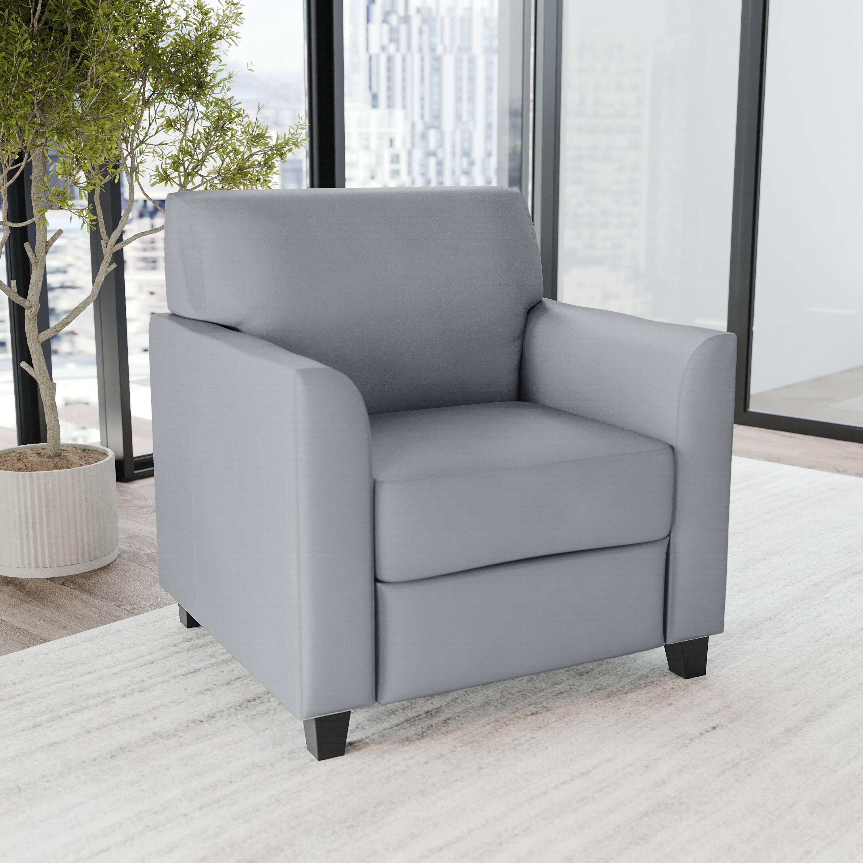 Alt View 1. Emma + Oliver - Faux Leather Chair with Clean Line Stitched Frame - Gray.