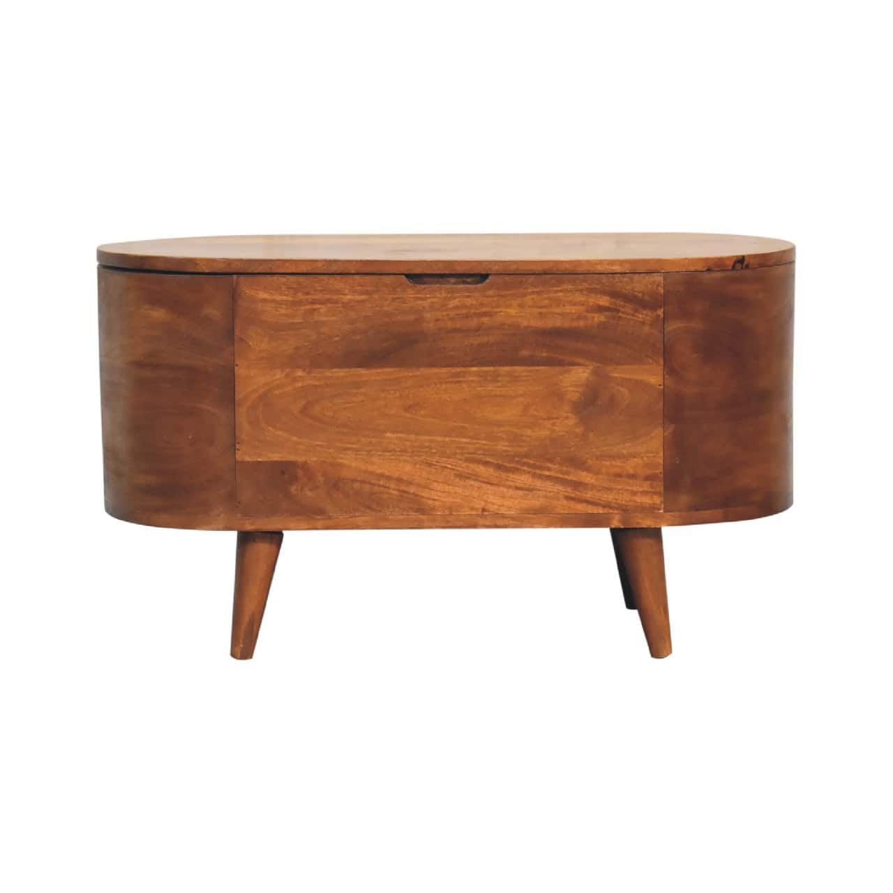 Artisan Furniture - Solid Wood Chestnut Rounded Lid up Blanket Box - Dark Brown