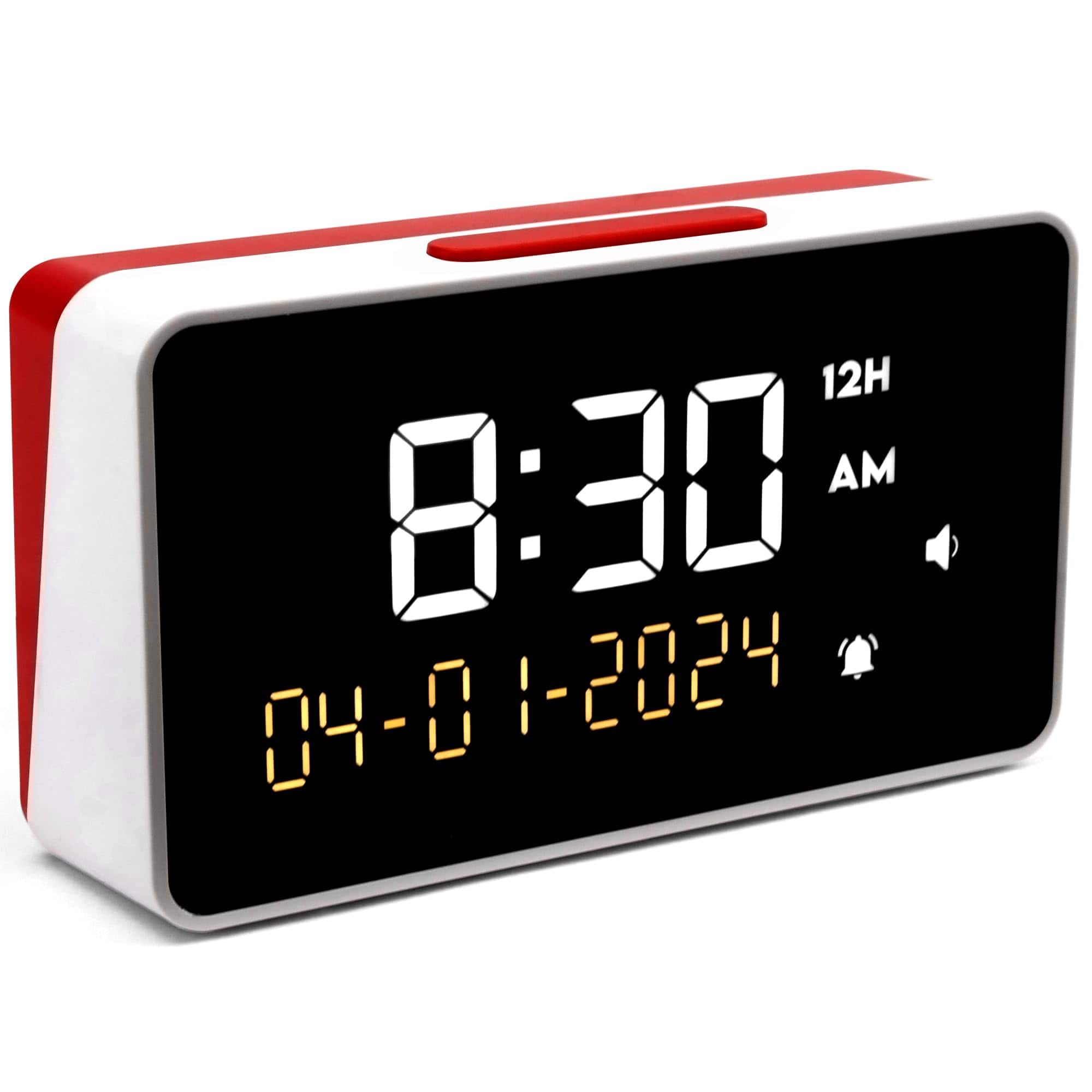 Dazzed Corner - Talking Alarm Clock with Extra Loud Voice, Easy Use for Seniors & Impaired - Red