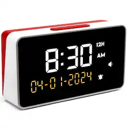 Dazzed Corner - Talking Alarm Clock with Extra Loud Voice, Easy Use for Seniors & Impaired - Red